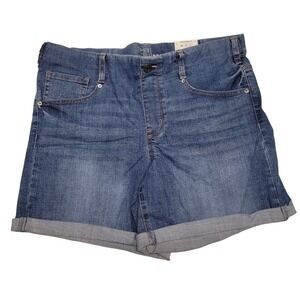 Time and Tru Womens Denim Jean Shorts Cuffed Mid Rise Size M 8-10 Blue